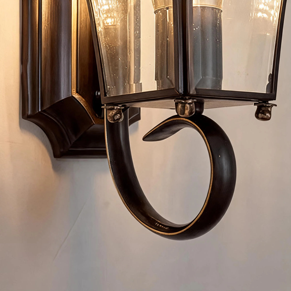 Outdoor Wall Light Brass & Clear Glass IP65