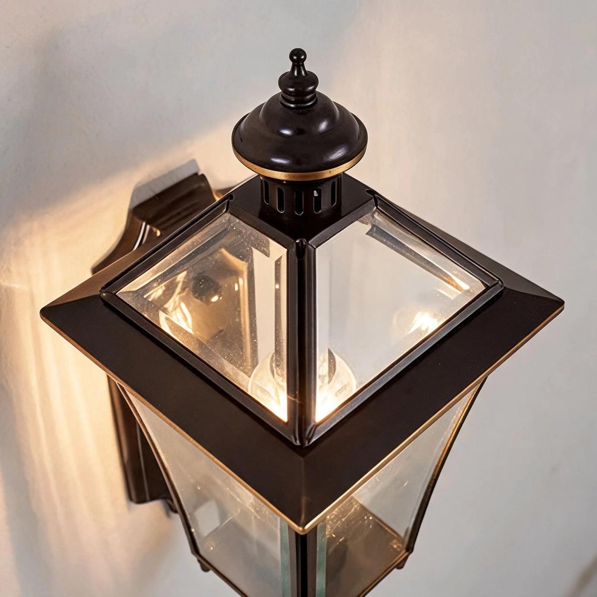 Outdoor Wall Light Brass & Clear Glass IP65