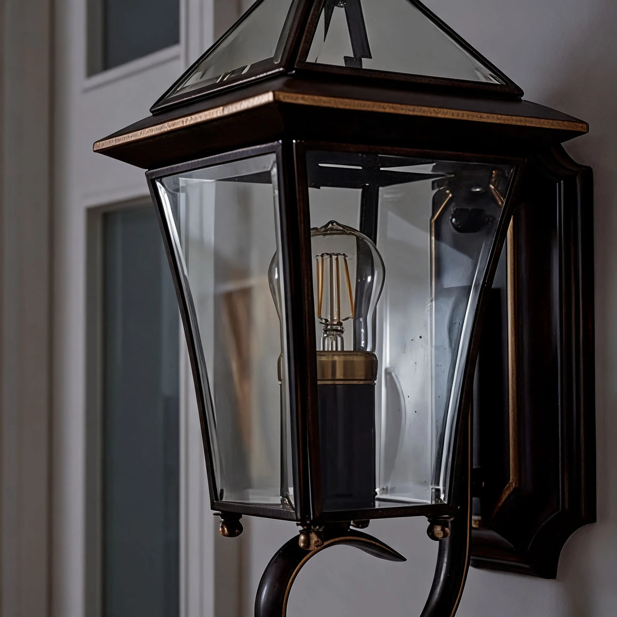 Outdoor Wall Light Brass & Clear Glass IP65