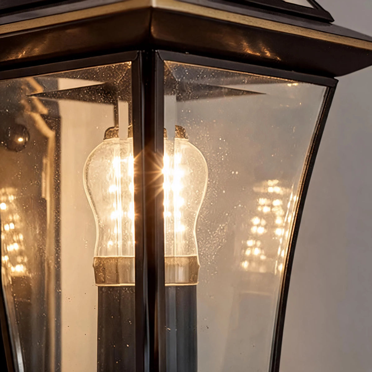 Outdoor Wall Light Brass & Clear Glass IP65