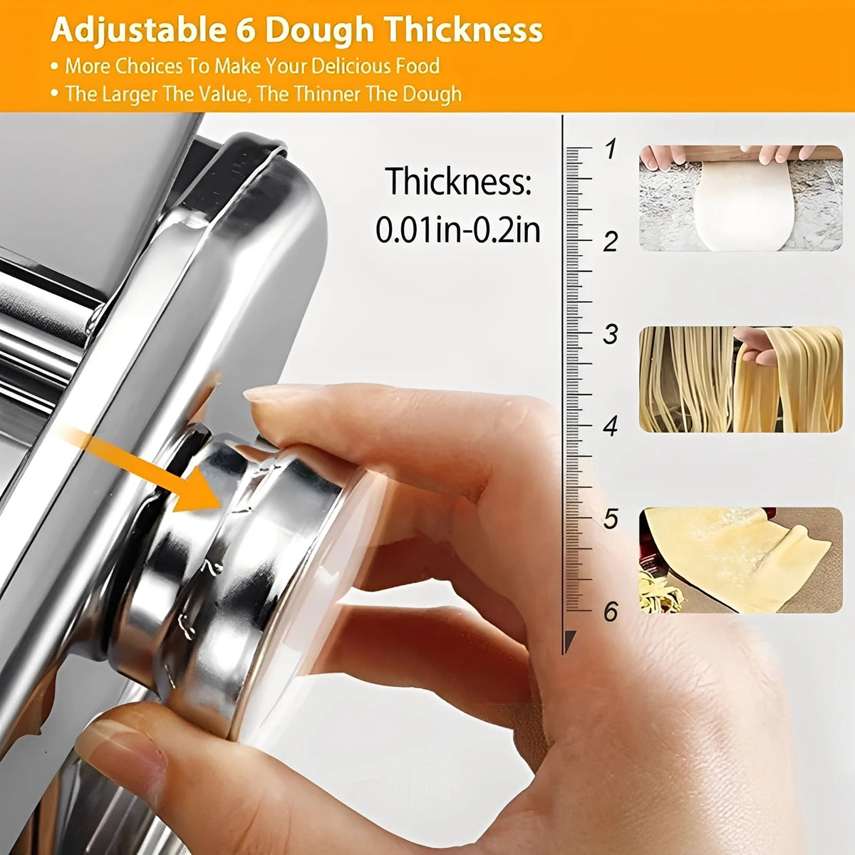 Pasta Maker Stainless Steel Double Cutter 6 Settings