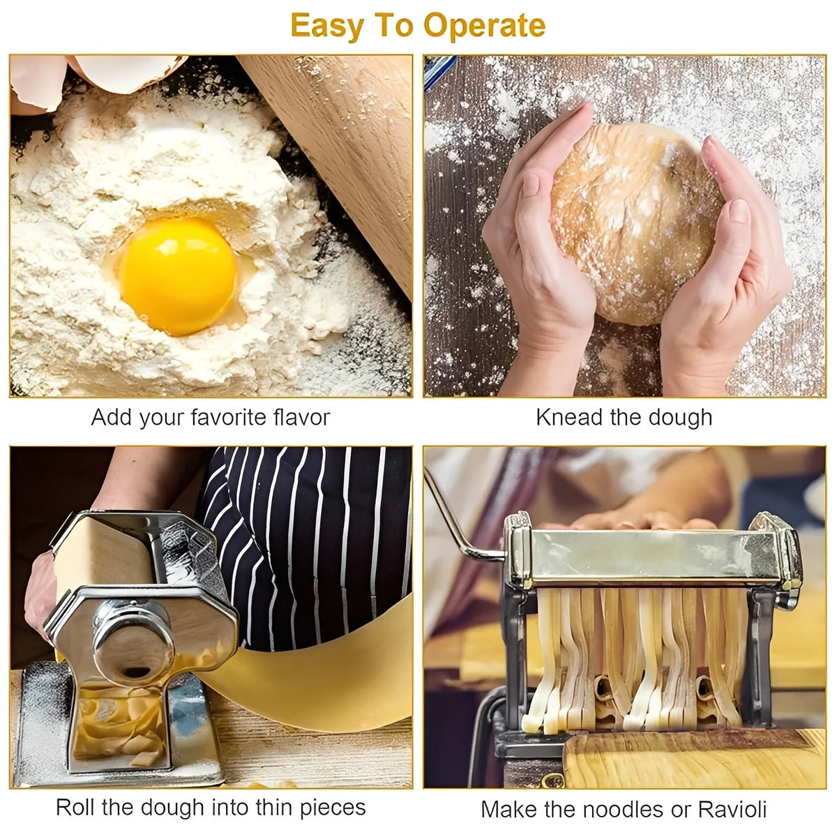 Pasta Maker Stainless Steel Double Cutter 6 Settings