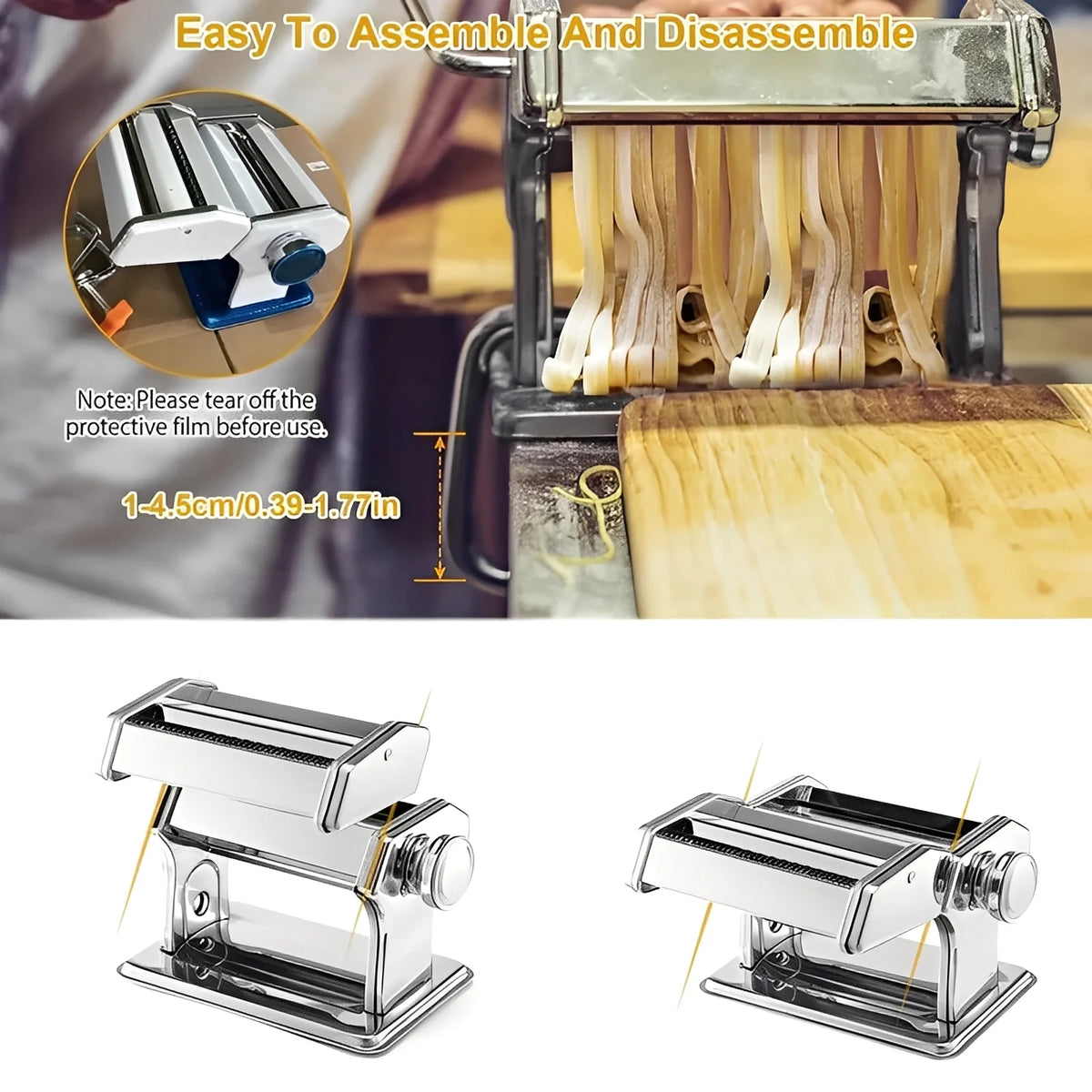 Pasta Maker Stainless Steel Double Cutter 6 Settings