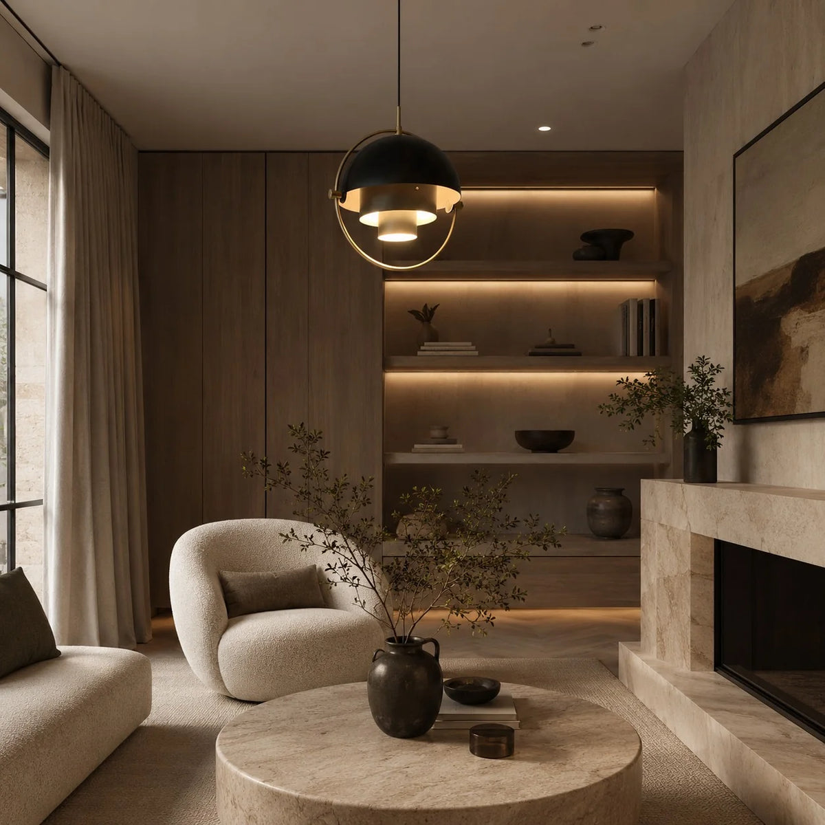 Pendant Light Adjustable Shade Metal Construction