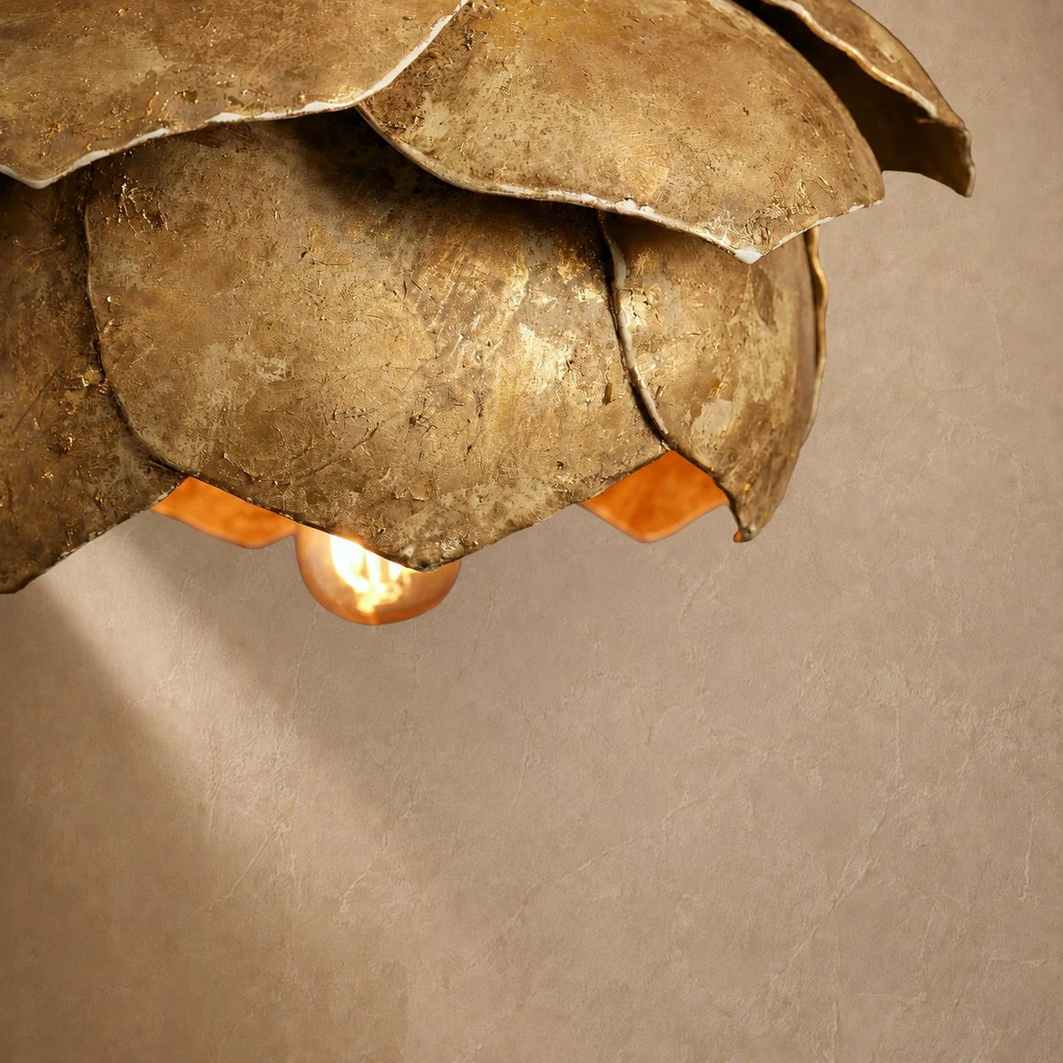 Pendant Light Sculptural Flower Handcrafted Iron Adjustable Suspension