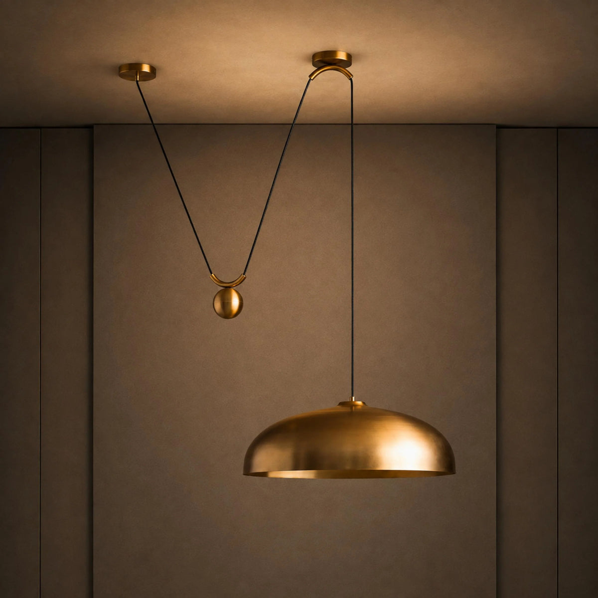 Pendant Light Solid Brass Adjustable Pulley 24-Inch