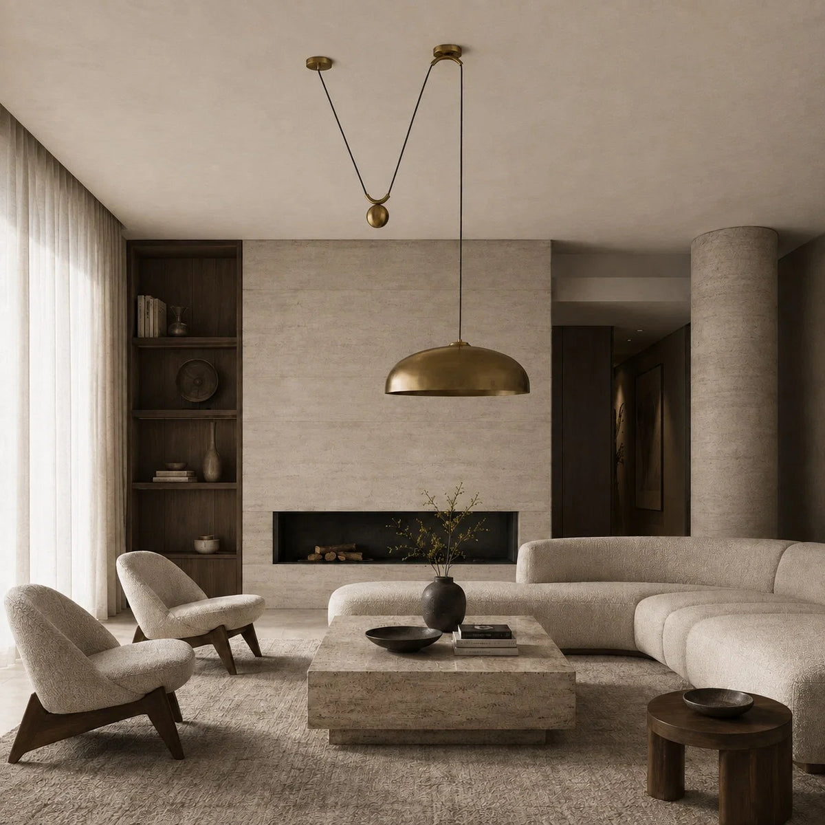 Pendant Light Solid Brass Adjustable Pulley 24-Inch