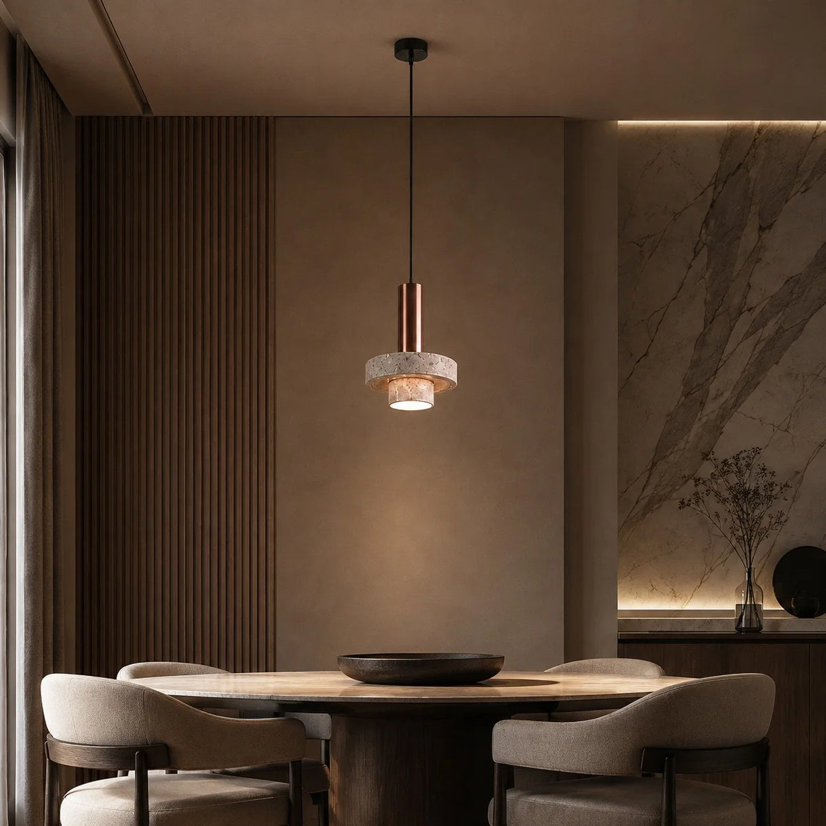 Pendant Light Terrazzo & Metal Adjustable Height