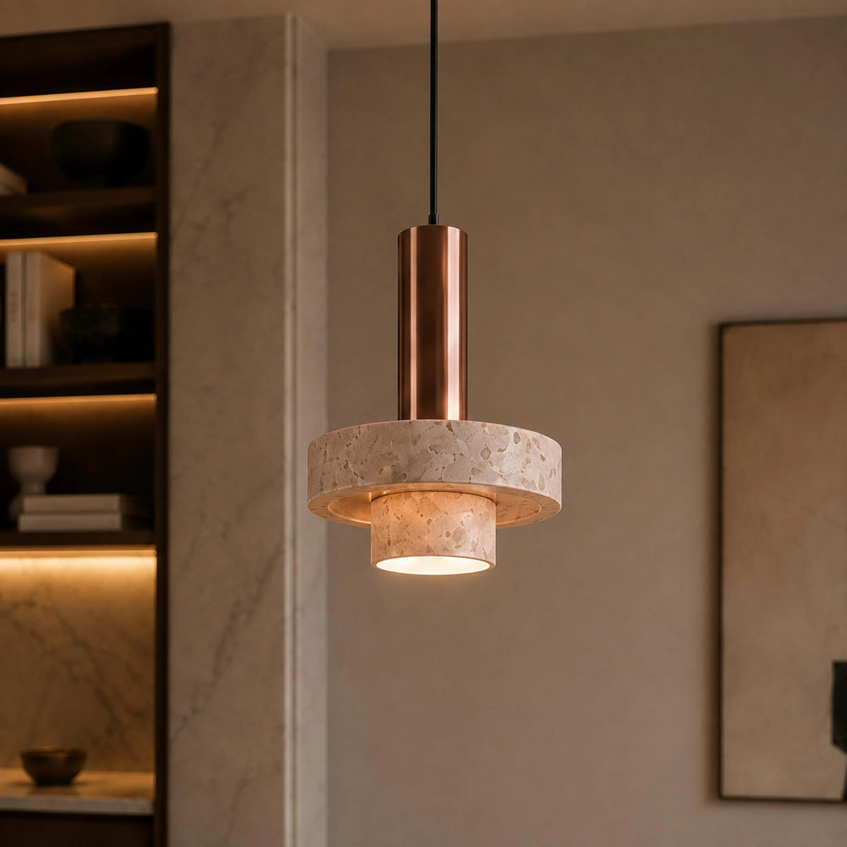 Pendant Light Terrazzo & Metal Adjustable Height