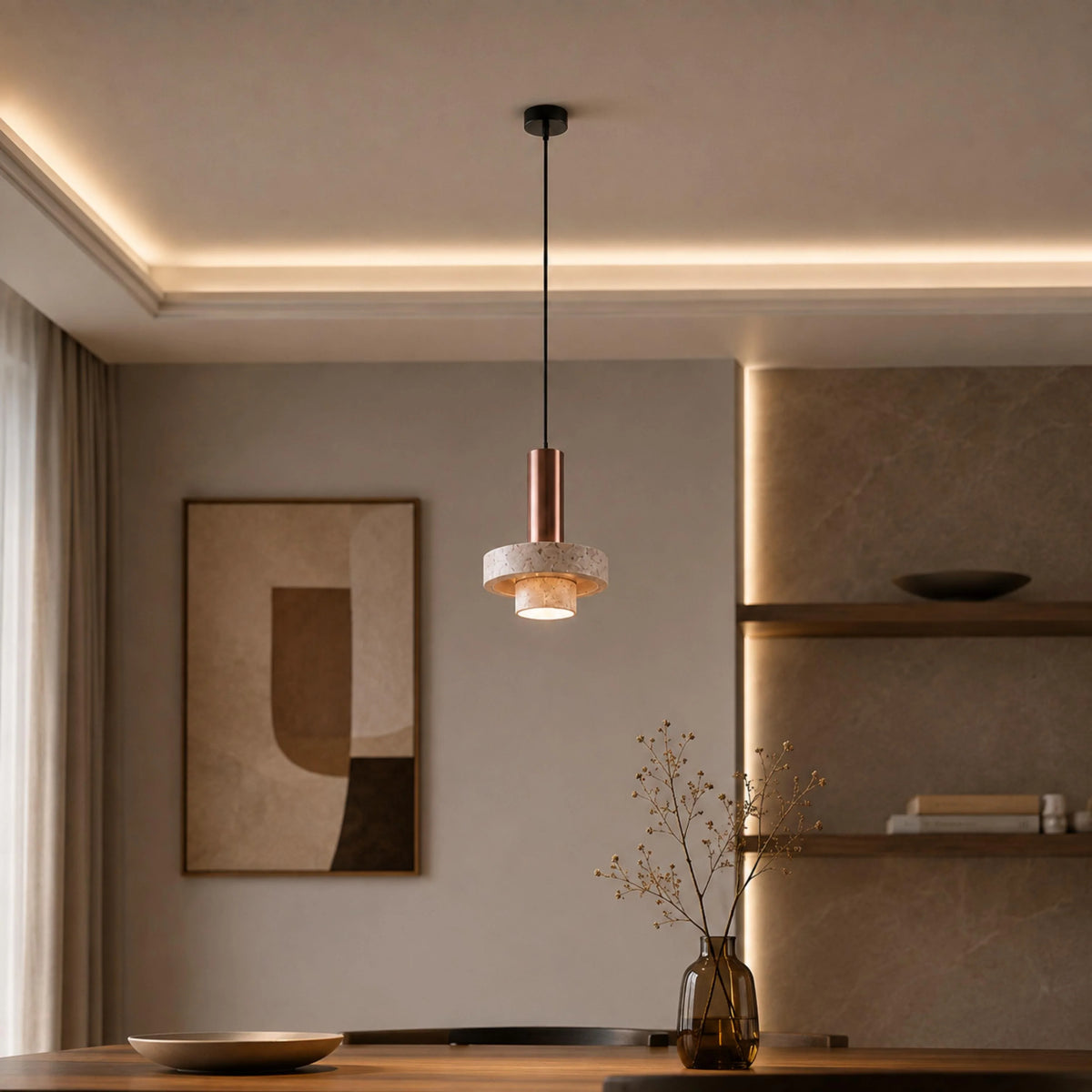 Pendant Light Terrazzo & Metal Adjustable Height