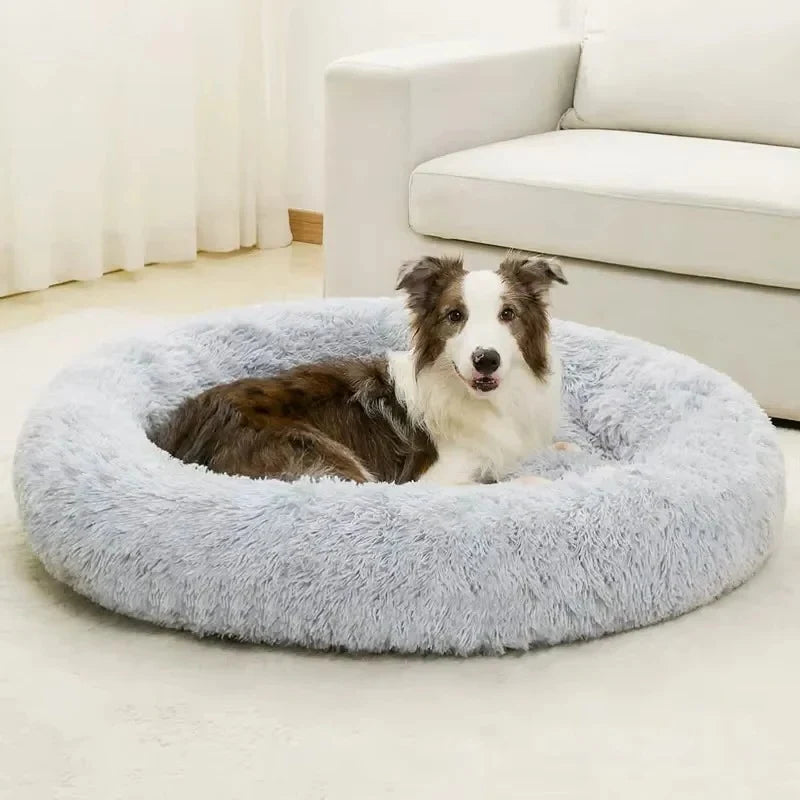 Pet Bed Plush Sofa-Style Raised Edges & Non-Slip Base