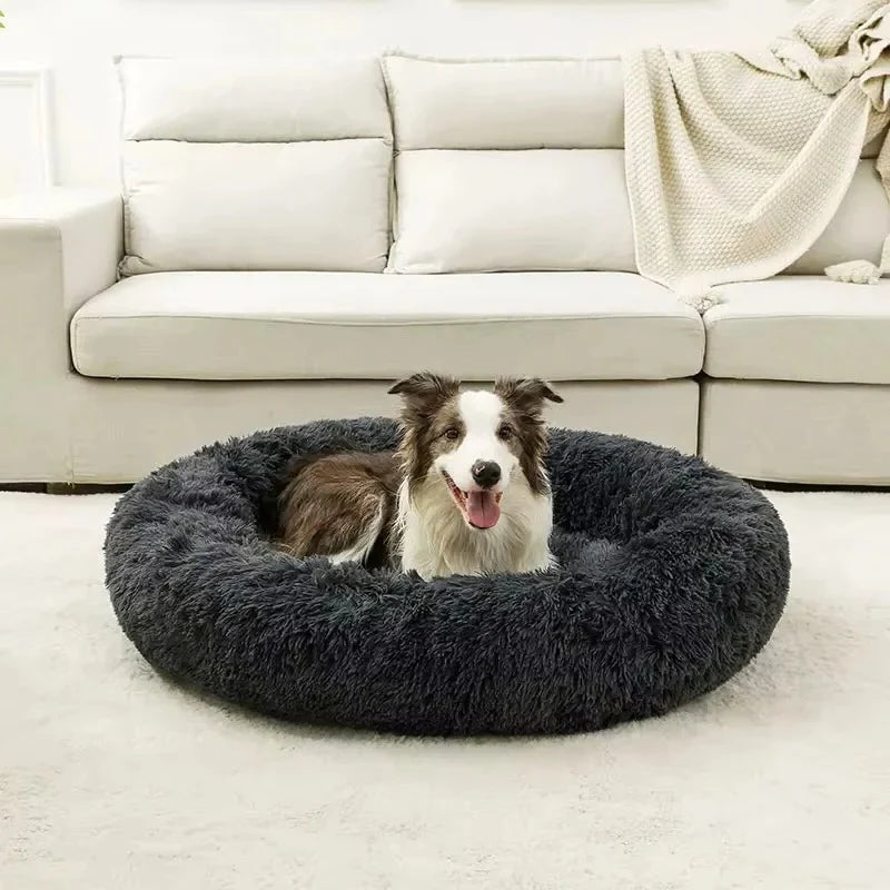 Pet Bed Plush Sofa-Style Raised Edges & Non-Slip Base