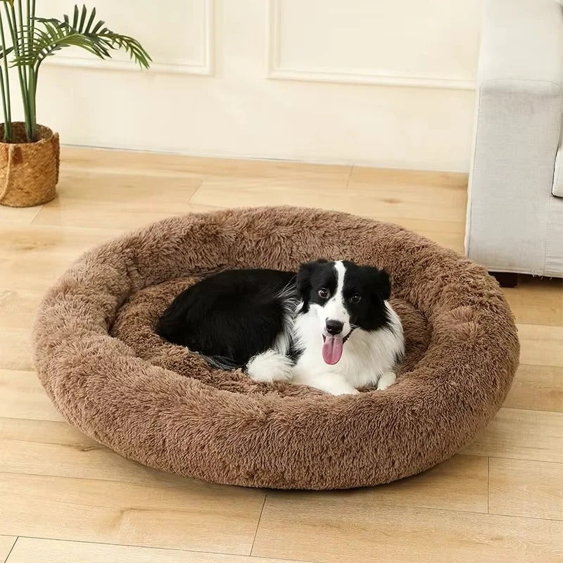 Pet Bed Plush Sofa-Style Raised Edges & Non-Slip Base