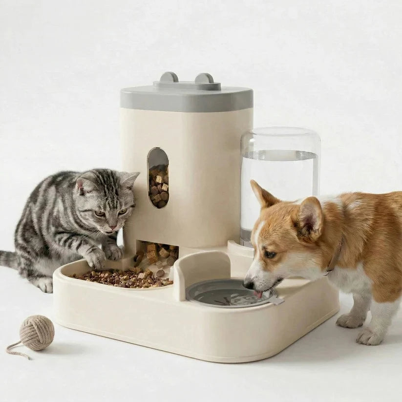Pet Feeder & Waterer Gravity-Fed Large Capacity Detachable Bowls