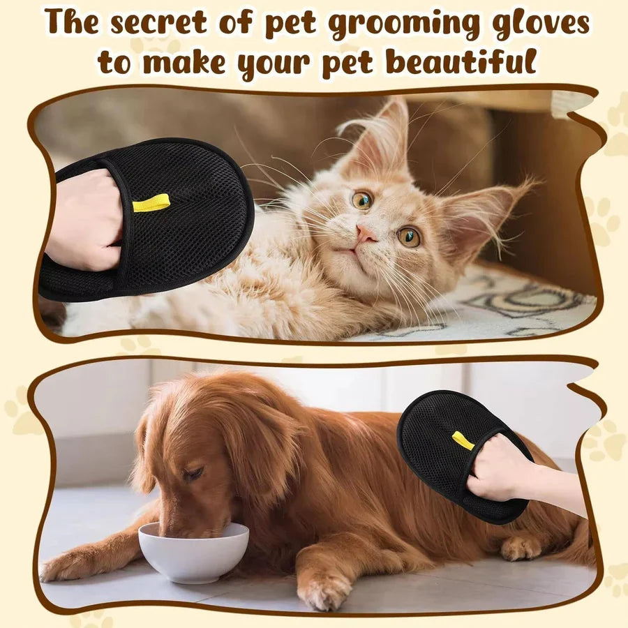 Pet Grooming Gloves Dual-Sided Electrostatic Massage 2-Pack