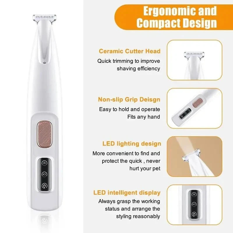 Pet Grooming Trimmer Cordless Built-In LED Ceramic Blade
