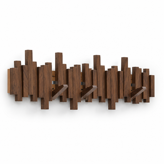 Piano-Style Wood Wall Coat Rack