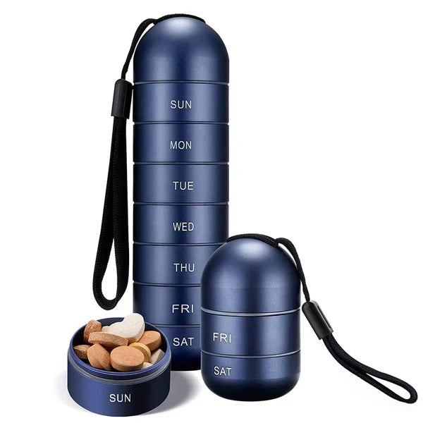 Pill Organizer Aluminum Alloy Silicone-Sealed 7-Day