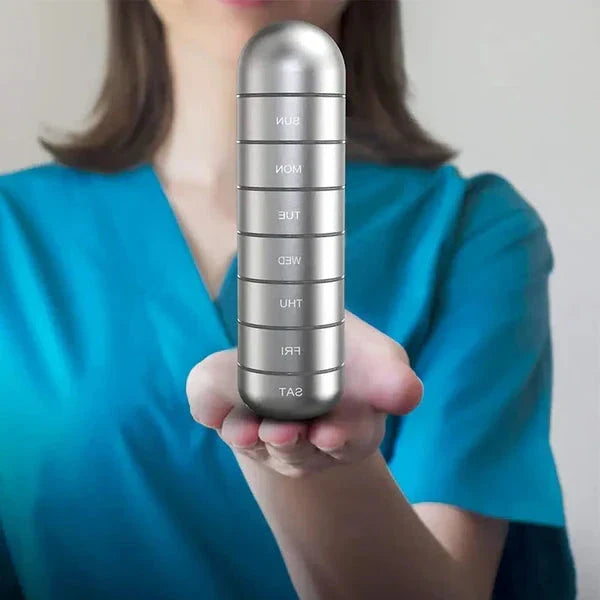 Pill Organizer Aluminum Alloy Silicone-Sealed 7-Day