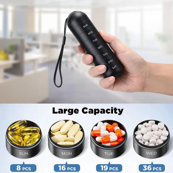 Pill Organizer Aluminum Alloy Silicone-Sealed 7-Day