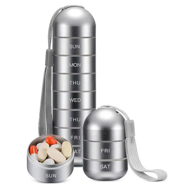 Pill Organizer Aluminum Alloy Silicone-Sealed 7-Day