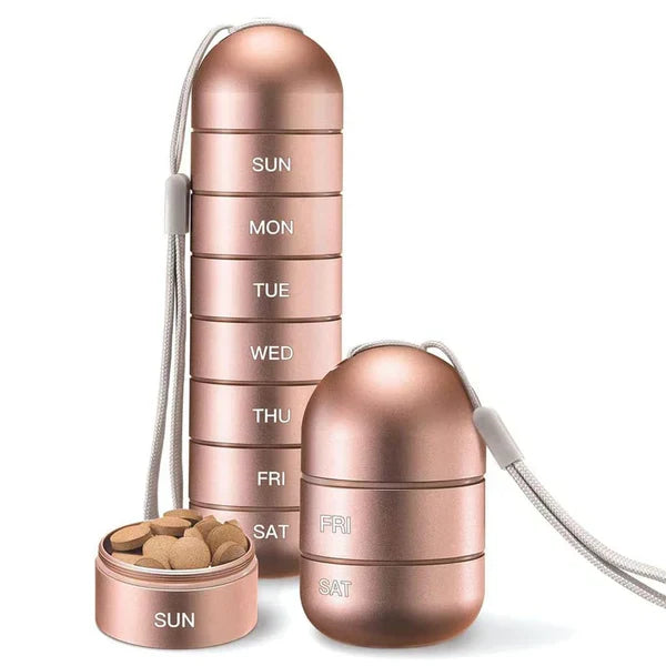 Pill Organizer Aluminum Alloy Silicone-Sealed 7-Day