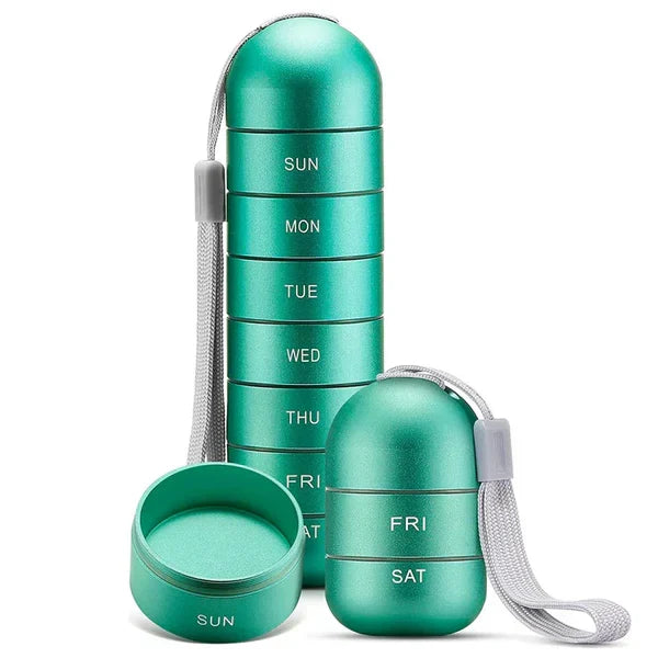 Pill Organizer Aluminum Alloy Silicone-Sealed 7-Day