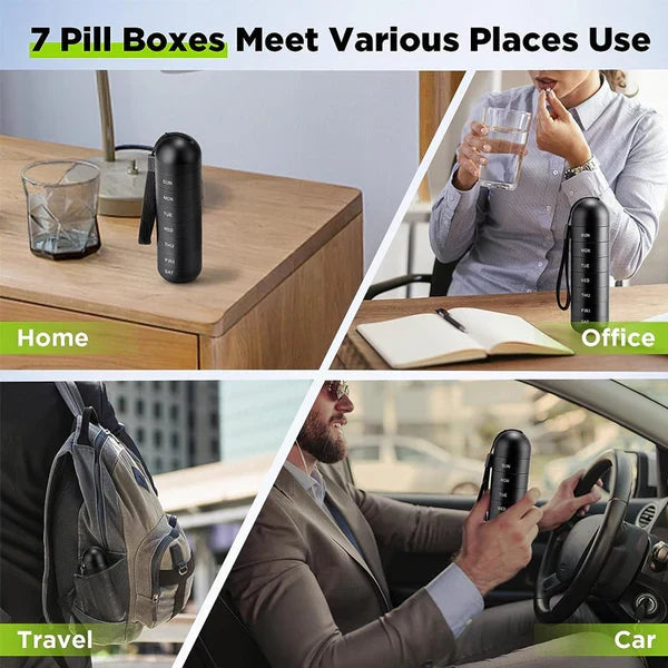 Pill Organizer Aluminum Alloy Silicone-Sealed 7-Day