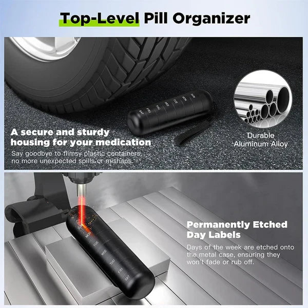 Pill Organizer Aluminum Alloy Silicone-Sealed 7-Day