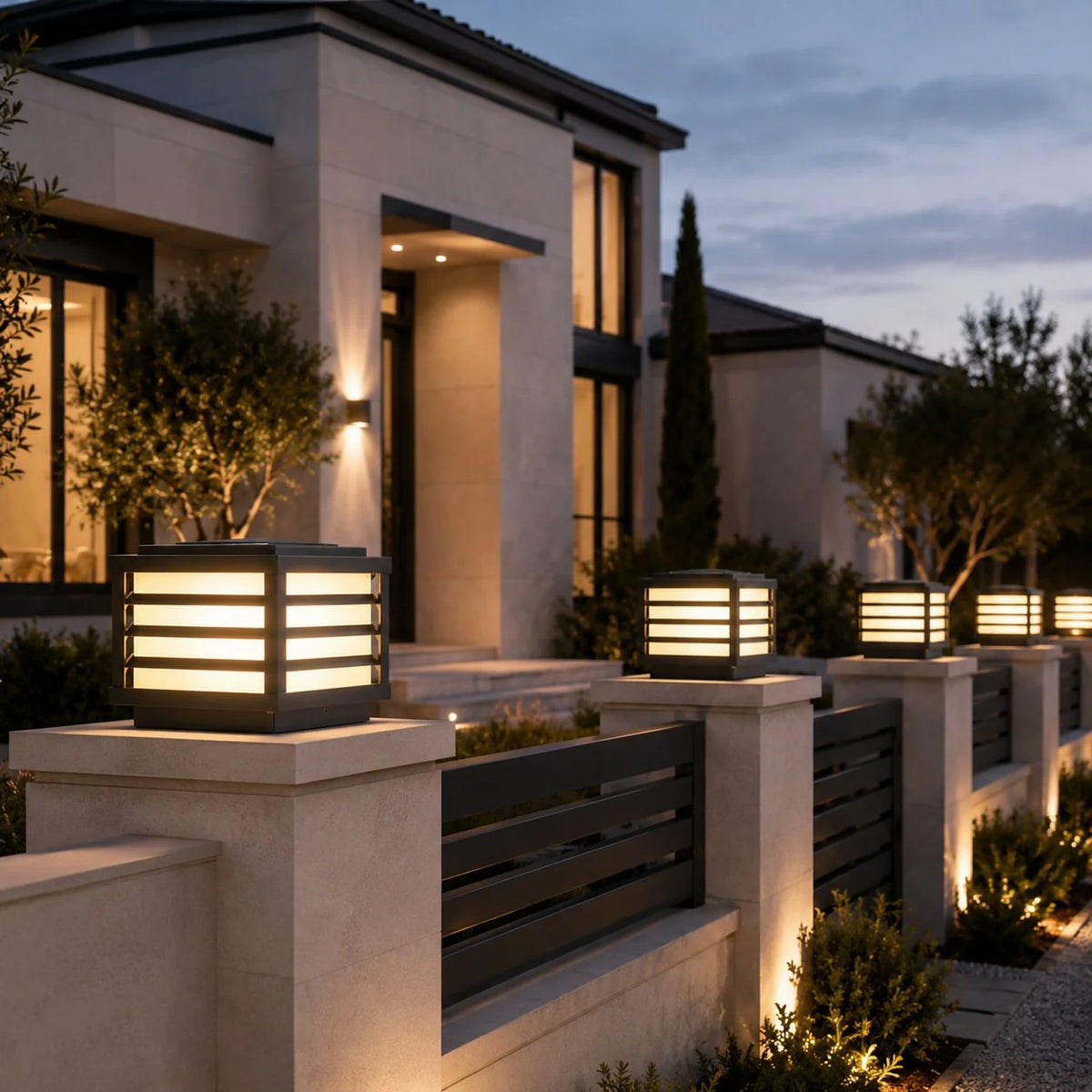 Pillar Light Solar Or Hardwired Warm White LED