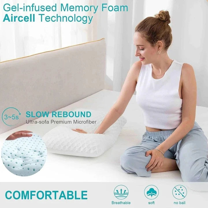 Pillow Gel-Infused Memory Foam Dual-Sided Cooling Machine-Washable Cover