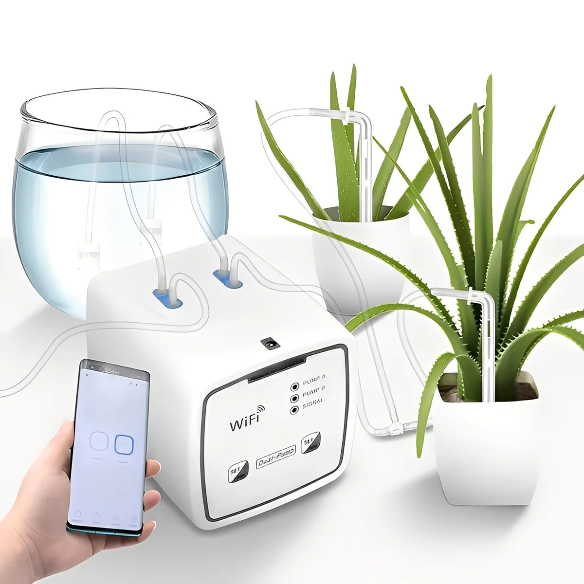 Plant Waterer WiFi App-Controlled 20 Pots Battery Backup