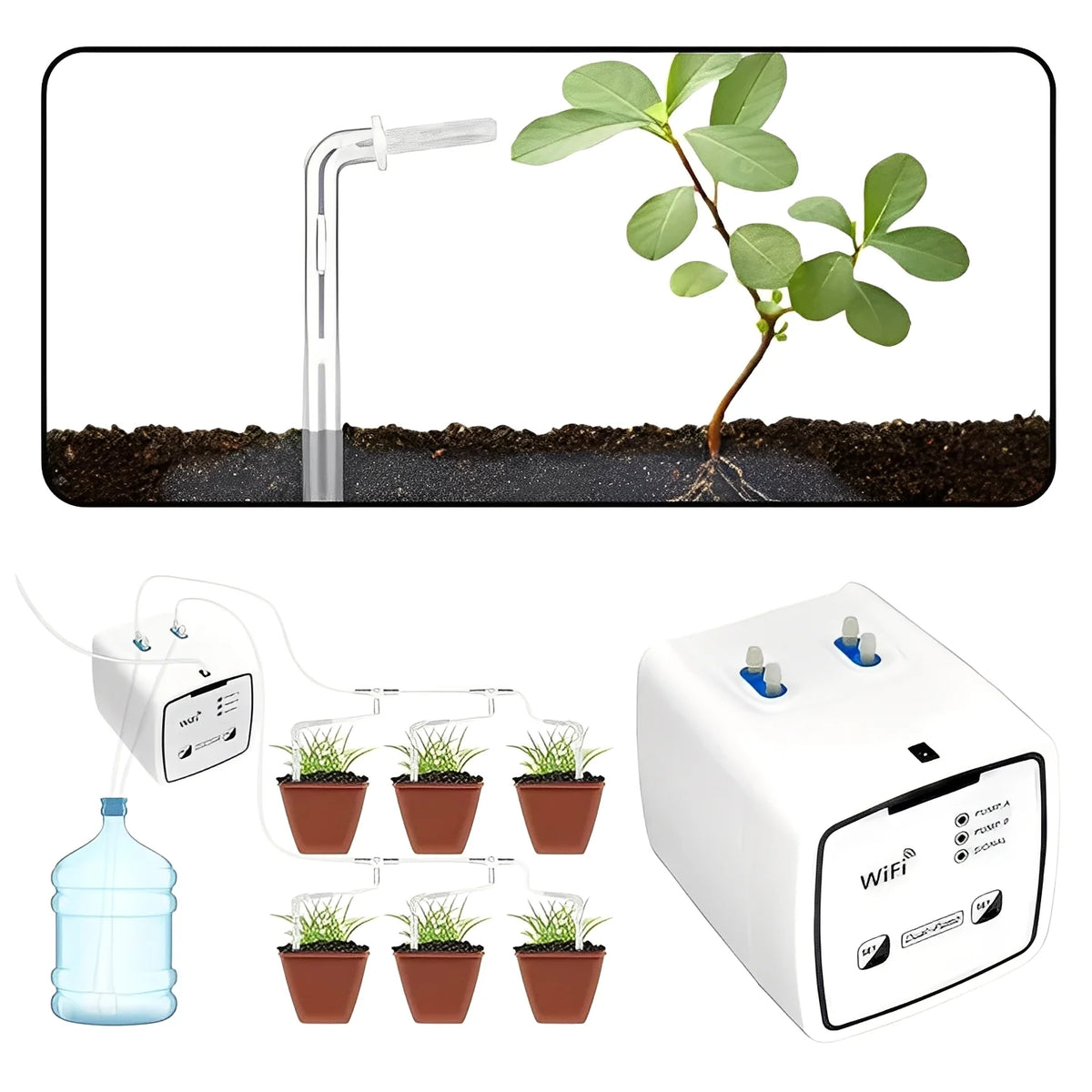 Plant Waterer WiFi App-Controlled 20 Pots Battery Backup