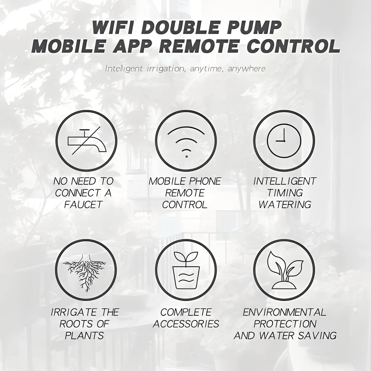 Plant Waterer WiFi App-Controlled 20 Pots Battery Backup