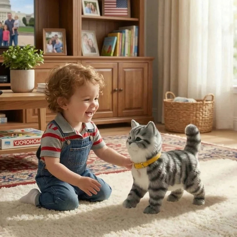 Plush Kitten Toy Walking Meowing Sensor Activated
