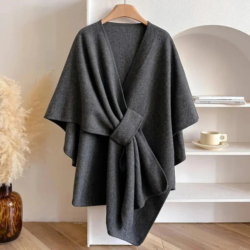 Poncho Coat Adjustable Wrap Windproof Microfiber Insulated