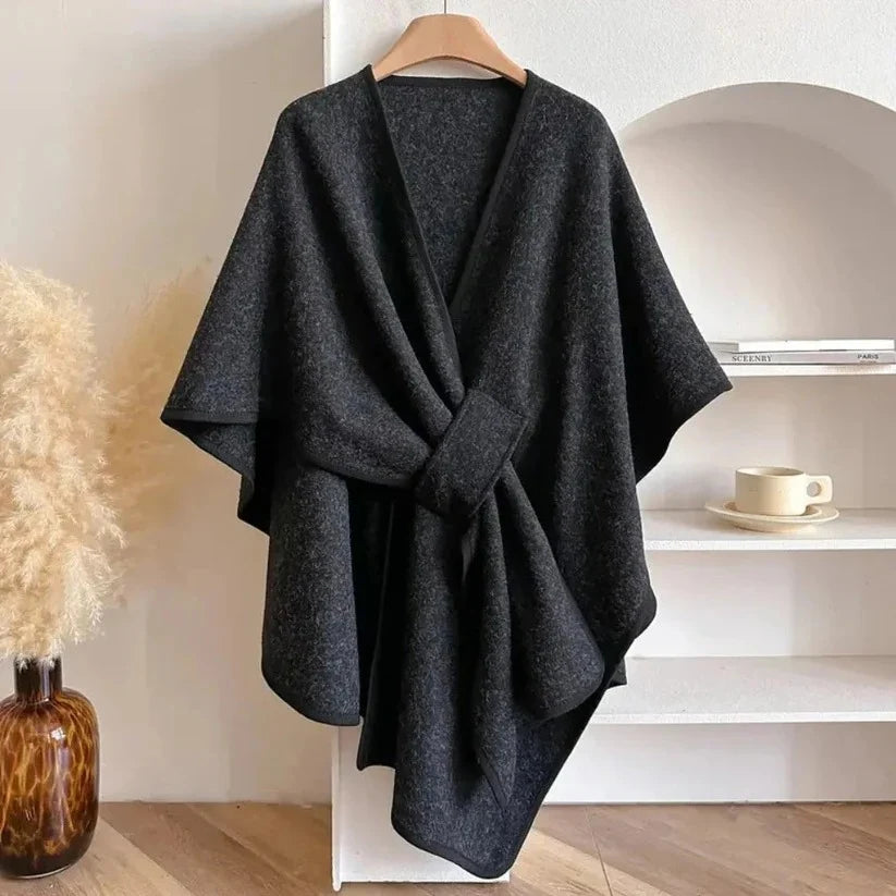 Poncho Coat Adjustable Wrap Windproof Microfiber Insulated