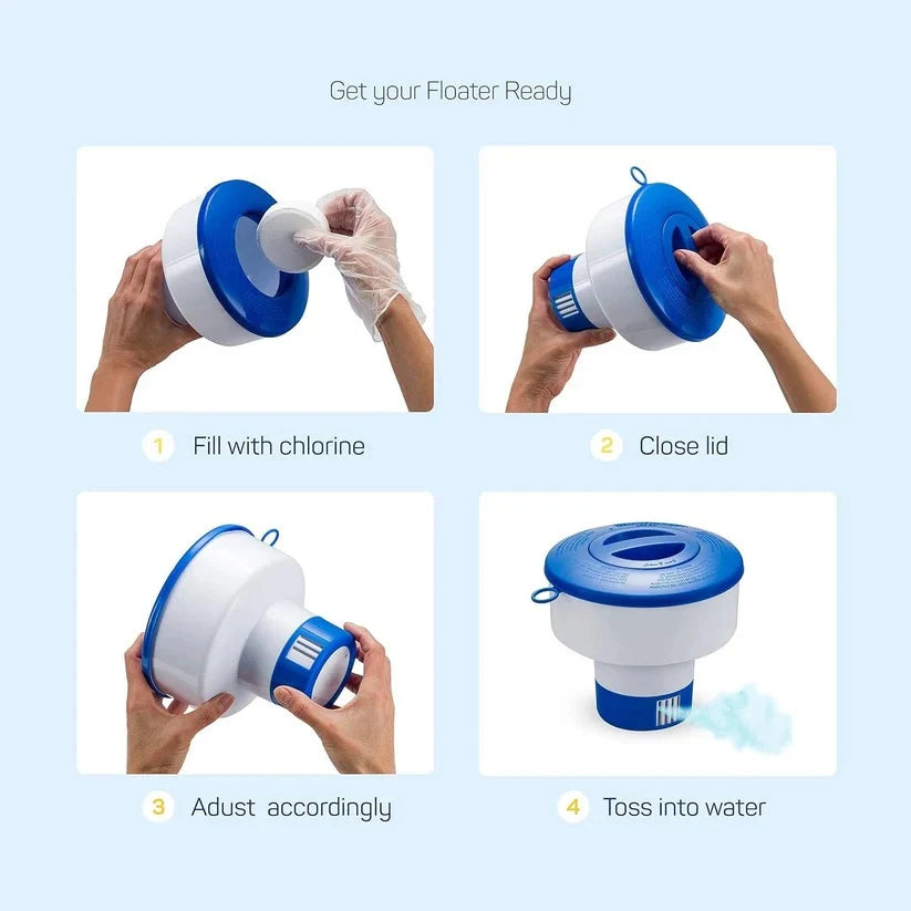 Pool Chemical Floater Adjustable Vent Holds Four Tablets