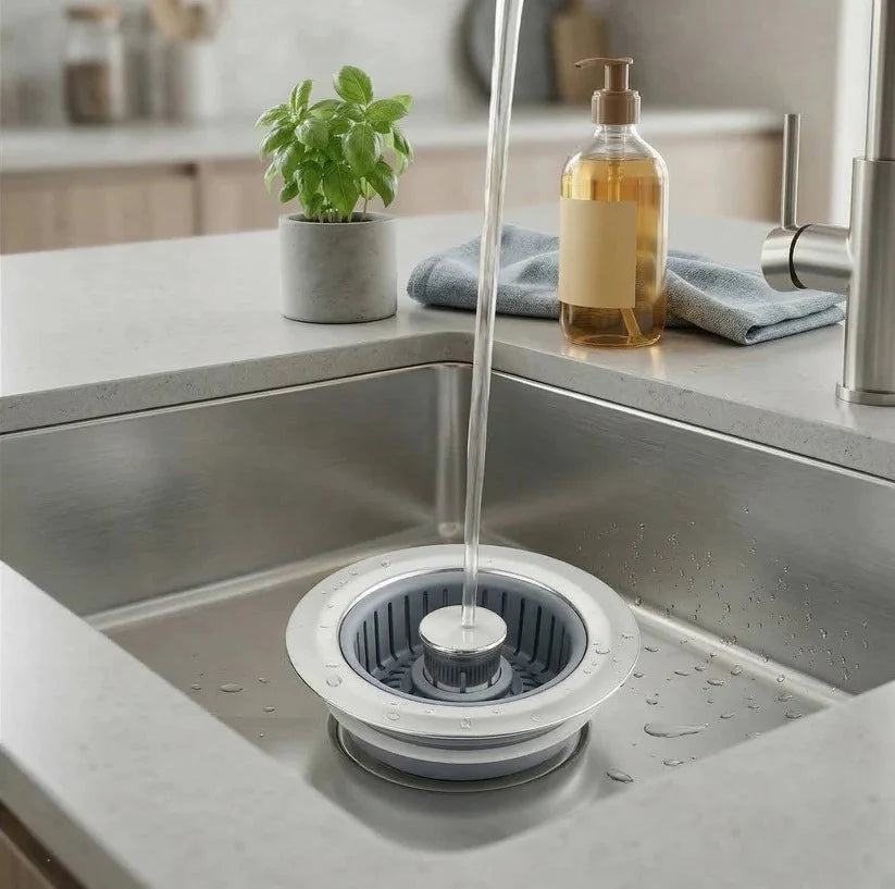 Pop-Up Sink Strainer One-Press 304 Stainless Steel