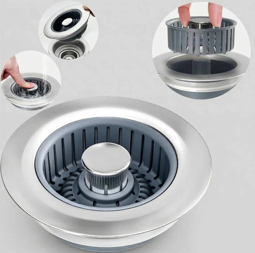 Pop-Up Sink Strainer One-Press 304 Stainless Steel