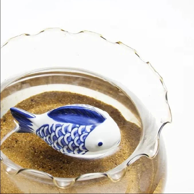 Porcelain Koi Ornament Floating Handcrafted Blue & White