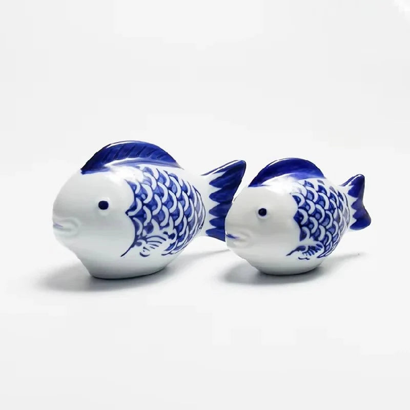 Porcelain Koi Ornament Floating Handcrafted Blue & White