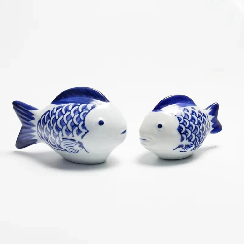 Porcelain Koi Ornament Floating Handcrafted Blue & White