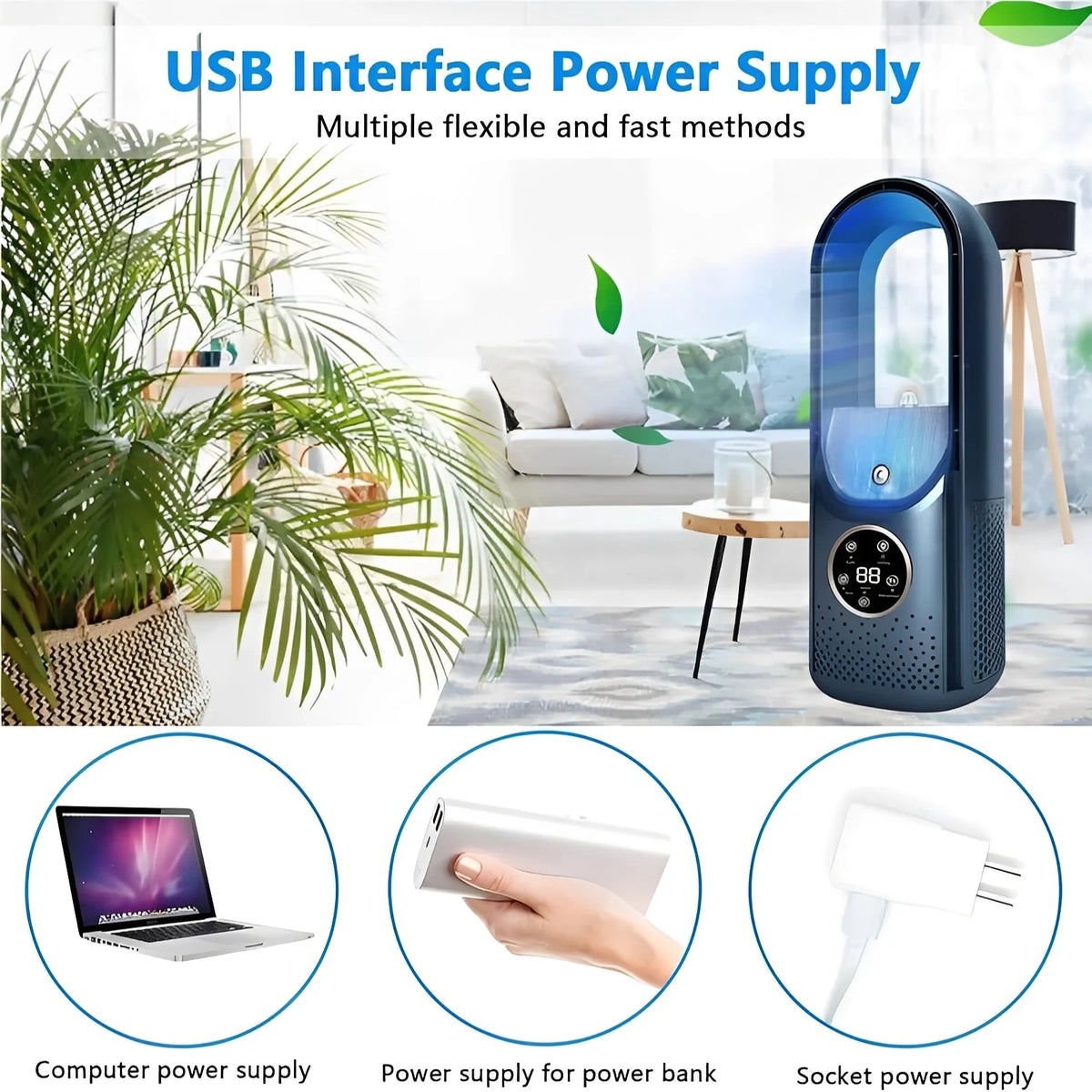 Portable Air Cooler & Humidifier Bladeless Quiet Touch Controls