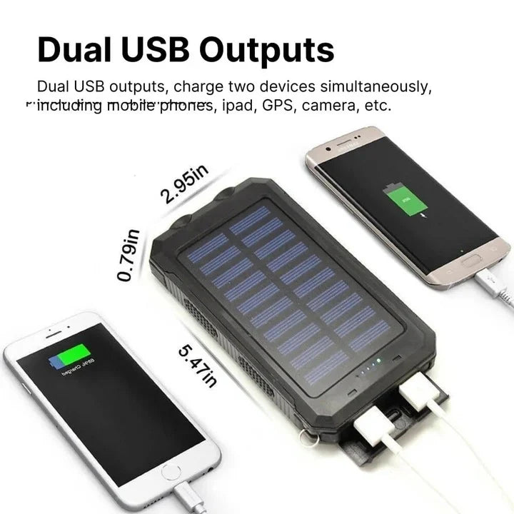 Portable Solar Power Bank Dual USB Water-Resistant