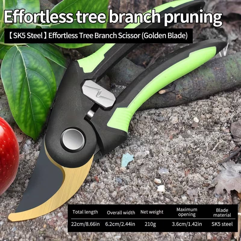 Pruning Shears 1.4 Inch Cut Heat-Treated Steel Automatic Spring