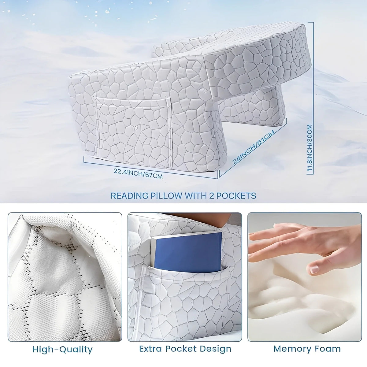 Reading Pillow U-Shaped Memory Foam Washable Cover