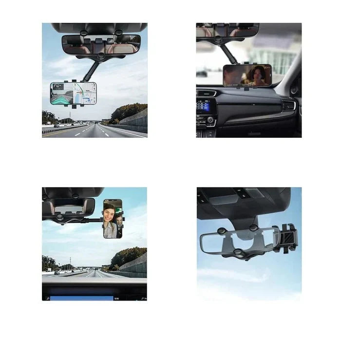 Rearview Mirror Phone Mount 360 Degree Clamp-On