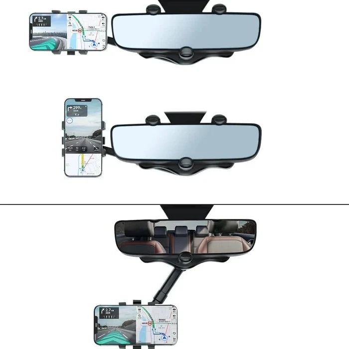 Rearview Mirror Phone Mount 360 Degree Clamp-On