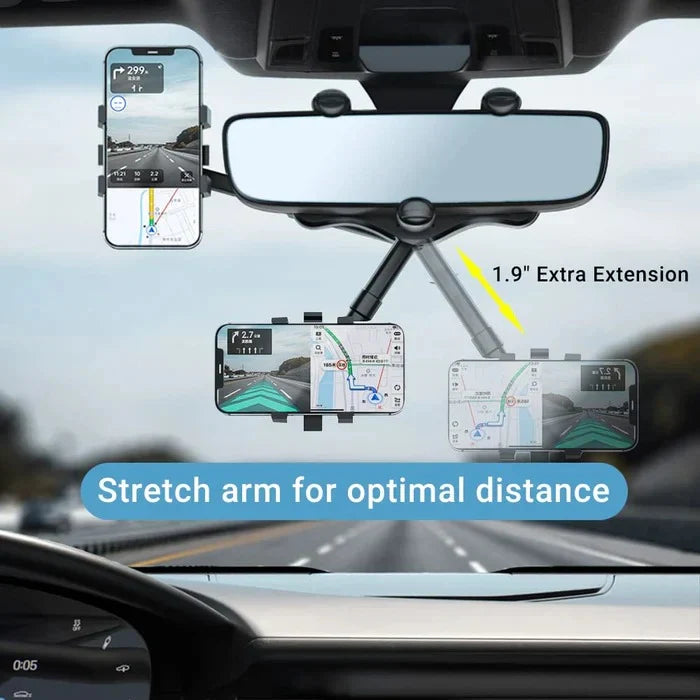 Rearview Mirror Phone Mount 360 Degree Clamp-On